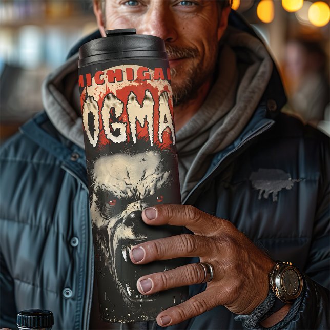 Vintager Kryptozoologie Dogman Retro Thermosbecher (Von Creator hochgeladen)