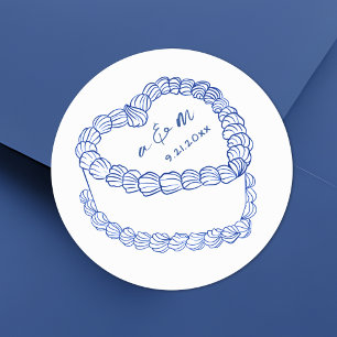 Vintager Kuchenblauer Whimsikale Hochzeit Runder Aufkleber