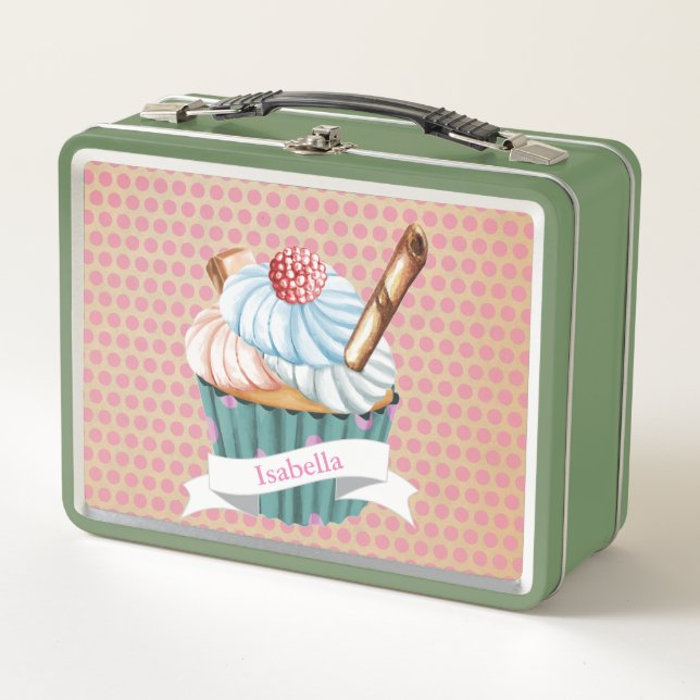 Vintager Kuchenkuchen Metall Brotdose (Vorderseite)