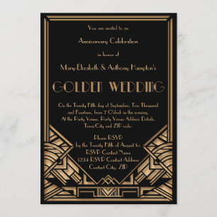 Vintager Kunst-Deko Gatsby goldene Einladung