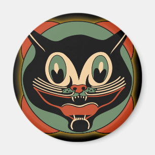 Vintager Kunst-Deko-Katzen-Halloween-Magnet Magnet