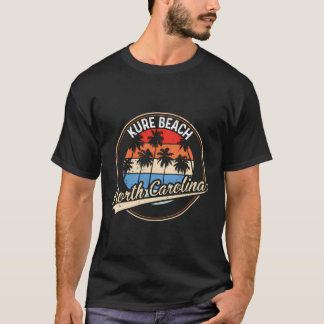 Vintager Kure Beach North Carolina Palm Tree Beach T-Shirt