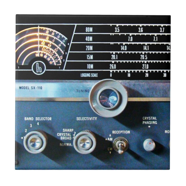 Vintager Kurzer Wave-Funkempfänger Fliese (Vorderseite)
