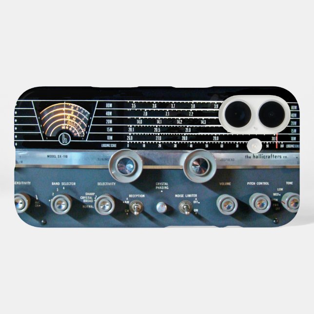 Vintager Kurzer Wave-Funkempfänger iPhone 16 Hülle (Rückseite (Horizontal))