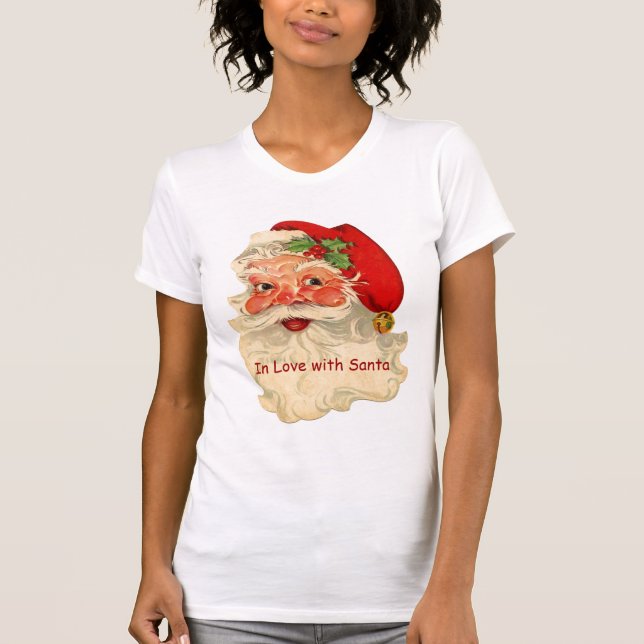 Vintager lächelnder Sankt-Weihnachtsfeiertag T-Shirt (Vorderseite)