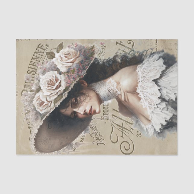 Vintager Lady Spring Seidenpapier (Vorderseite)