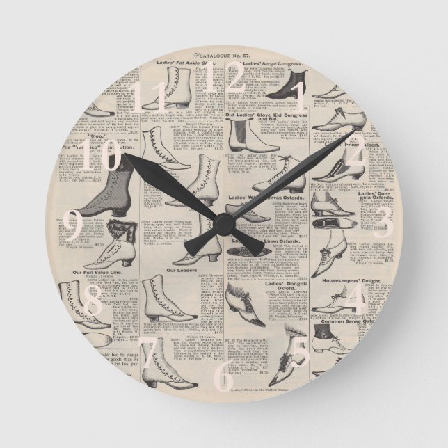 Vintager Ladys' Shoes Katalog - Mode der 1900er Ja Runde Wanduhr (Vorderseite)