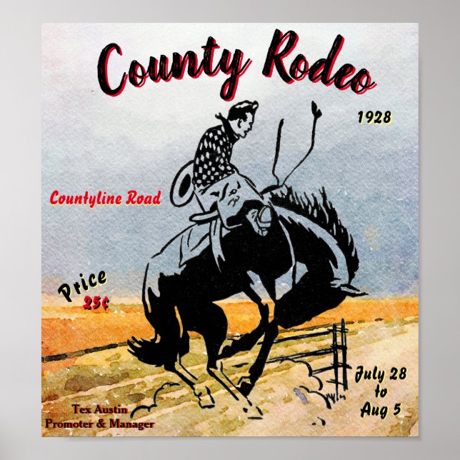 Vintager Landkreis Rodeo Poster (Vorne)