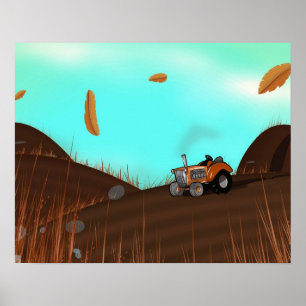 Vintager landwirtschaftlicher Traktor Poster