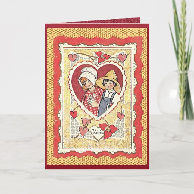 Vintager Landwirtschafts-Valentinstag Feiertagskarte (Vorderseite)