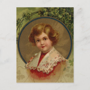 Vintager Lass St. Patrick's Day Postkarte