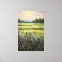 Vintager Lavendel Fields Ölgemälde auf der Leinwan