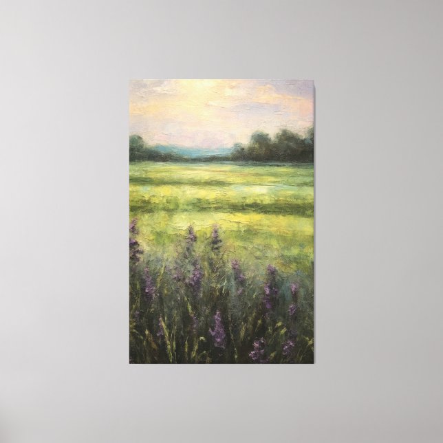 Vintager Lavendel Fields Ölgemälde auf der Leinwan Leinwanddruck (Vorderseite)