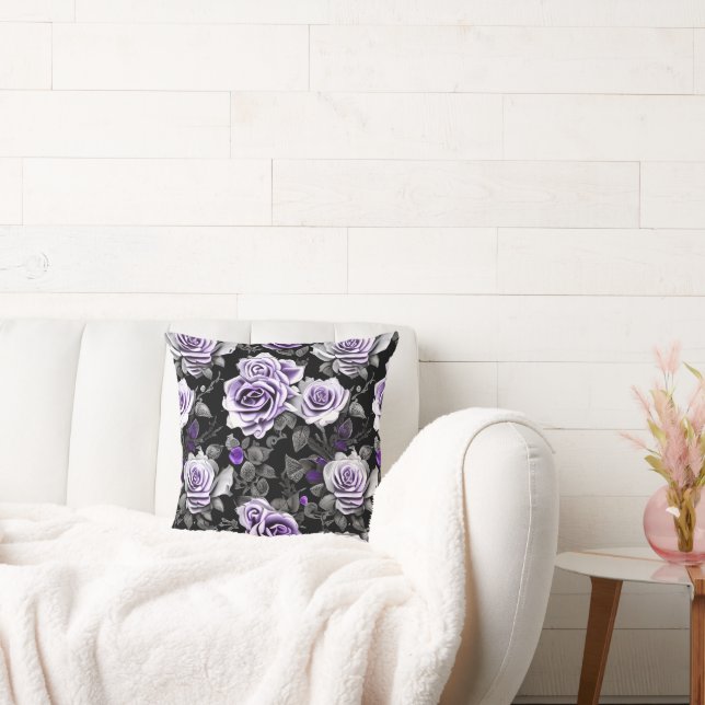 Vintager Lavendel und graue Rose Kissen (Liege)