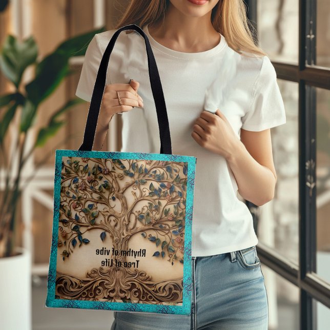 Vintager, lebendiger Rhythmus des Lebensbaums Zita Tasche (Vintage Vibrant Rhythm of Vibe Tree of Life Quote Tote Bag)