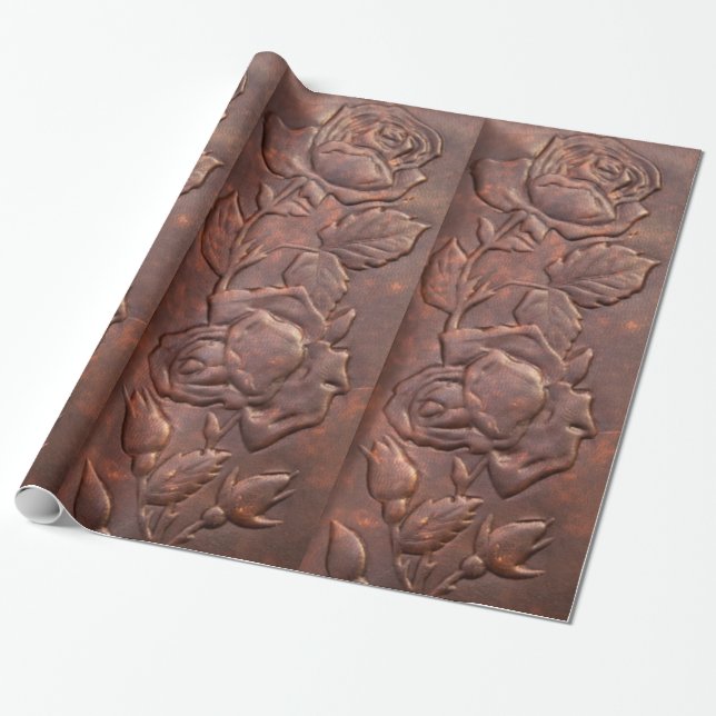 Vintager lederner Rosenblick Geschenkpapier (Ungerollt)