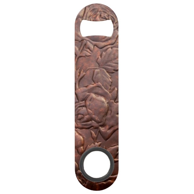 Vintager lederner Rosenblick Speedflaschenöffner (Vorderseite)