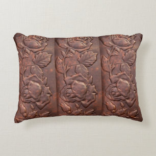 Vintager lederner Rosenblick Zierkissen