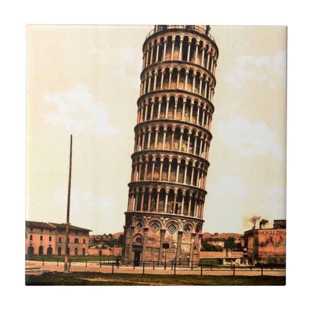 Vintager lehnender Turm von Pisa Fliese (Vorderseite)