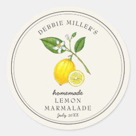 Vintager Lemon auf weißer Marmelade Runder Aufkleber