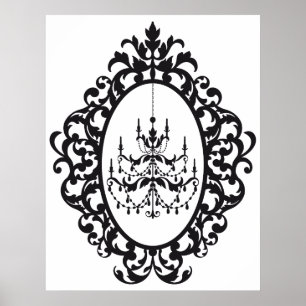 Vintager Leuchter im antiken Bilderrahmen Poster