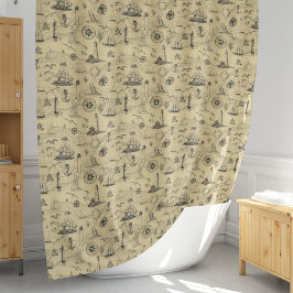 Vintager Leuchtturm Coastal Décor Duschvorhang