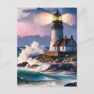 Vintager Leuchtturm Ocean View Reiseführer von Mar Feiertagspostkarte
