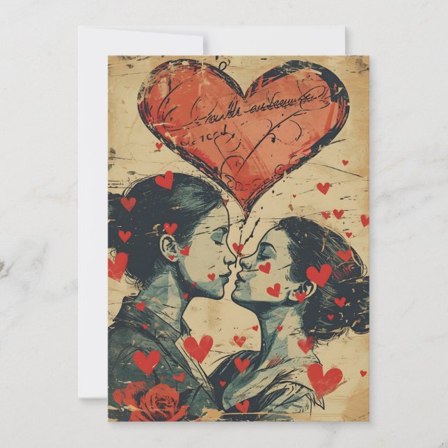 Vintager LGBTQ Valentinstag Feiertagskarte (Vorderseite)