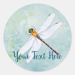 Vintager Libellenfliege im Hintergrund verblasster Runder Aufkleber