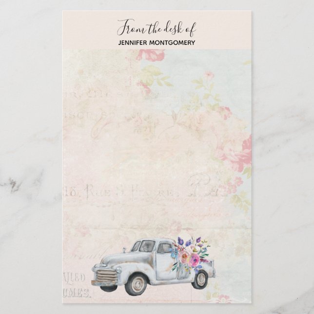 Vintager Lieferwagen LKW Rustikale Wasserfarbe Briefpapier (Vorderseite)