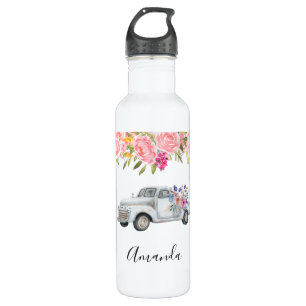 Vintager Lieferwagen LKW Rustikale Wasserfarbe Edelstahlflasche