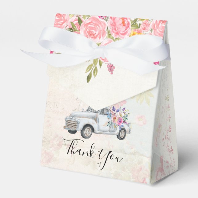 Vintager Lieferwagen LKW Rustikale Wasserfarbe Geschenkschachtel (Vorderseite)