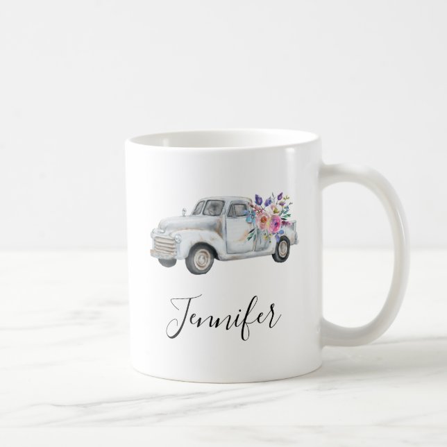Vintager Lieferwagen LKW Rustikale Wasserfarbe Kaffeetasse (Rechts)