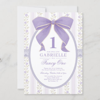 Vintager Lila Bow Extravagant 1. Geburtstag Einladung