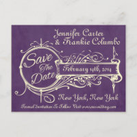 Vintager Lila Kopfbrett Save the Date