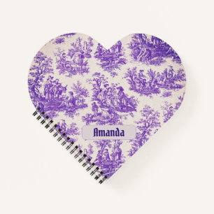 Vintager lila Toile de jouy monogramm Notizbuch