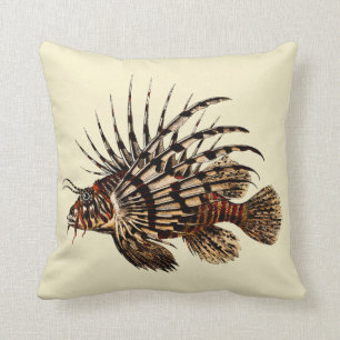 Vintager Lionfish-Kunst-Druck Kissen