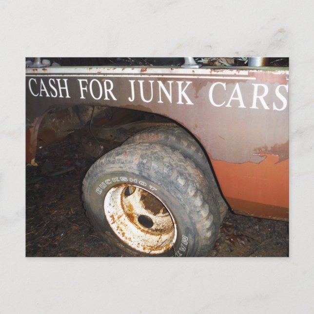 Vintager LKW-Bargeld für Junk Car Sign Postkarte (Vorderseite)