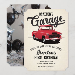 Vintager LKW Birthday Party Foto Einladung