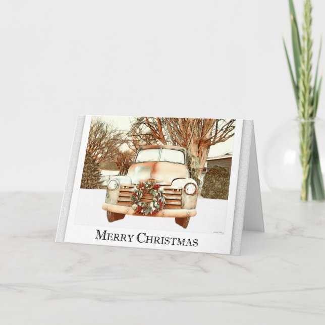 Vintager LKW - Frohe Weihnachten Karte (Vorderseite)