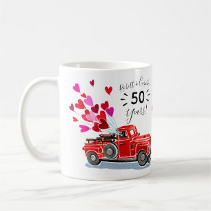 Vintager Lkw-Herz-Jubiläumsnamen Kaffeetasse