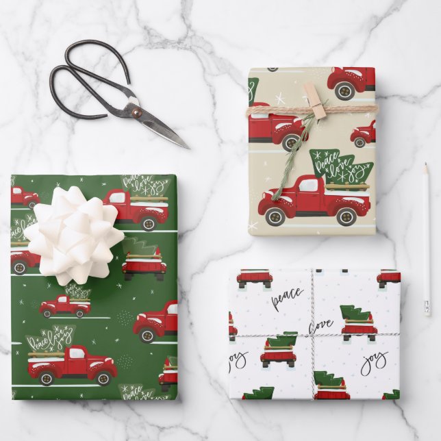 Vintager LKW-LKW-Lkw Geschenkpapier Set (Vorderseite)