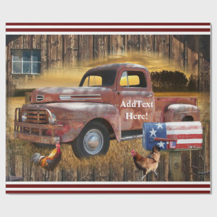 Vintager LKW-LKW-LKW-Hennenbauernhof Geschenkpapier