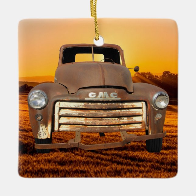 Vintager LKW-LKW-LKW Keramikornament (Vorderseite)