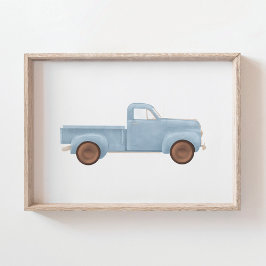 Vintager LKW mit blauer Wasserfarbe Poster