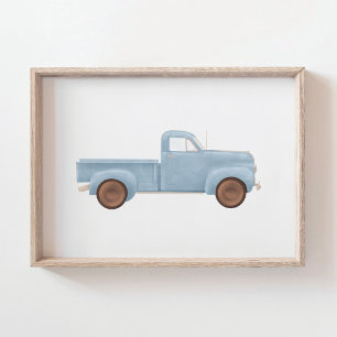 Vintager LKW mit blauer Wasserfarbe Poster