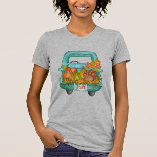 Vintager LKW mit Herbstlauben, Gourds und Äpfeln T-Shirt