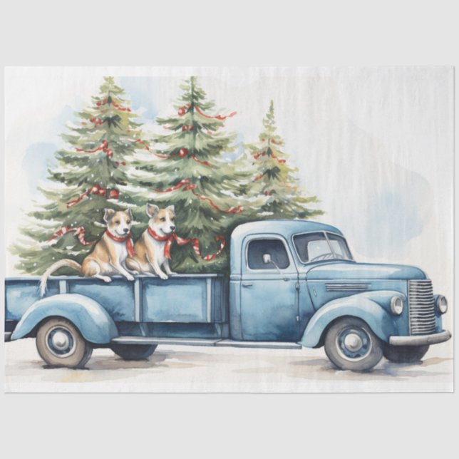Vintager LKW mit Hunden Seidenpapier (Vorderseite)
