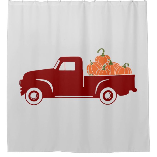 Vintager LKW mit Pumpkins Fall Duschvorhang (Vorderseite)