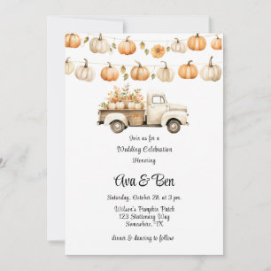 Vintager LKW mit Pumpkins Hochzeitsfeier Einladung